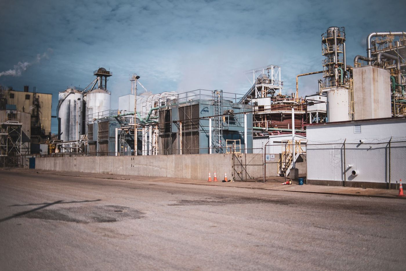 An industrial plant with storage tanks